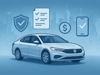 "Illustration of a car with digital insurance icons representing the best auto insurance companies in 2025."