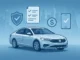 "Illustration of a car with digital insurance icons representing the best auto insurance companies in 2025."