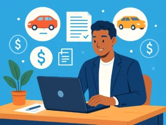 Person comparing car insurance rates online with tips to lower premiums