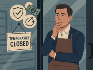 Small business owner evaluating business interruption insurance coverage after a temporary closure.