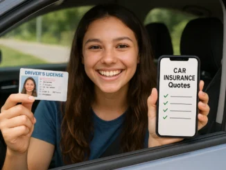 First-time driver checking car insurance options after getting their license