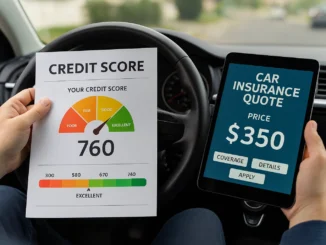 Driver checking how credit score affects car insurance premium