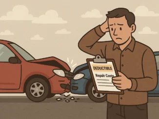 Driver reviewing car insurance deductible after an accident