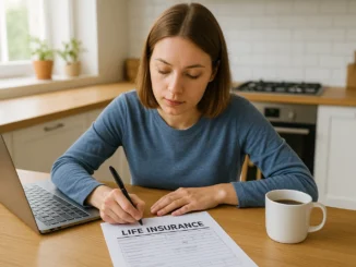Single individual reviewing life insurance options at home