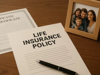 Family discussing life insurance payout after death with financial advisor