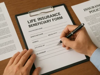 Person filling out life insurance beneficiary form – what is a life insurance beneficiary
