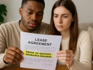 New tenant signing lease requiring renters insurance policy