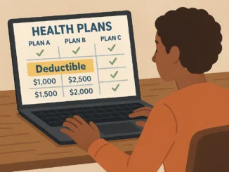 Person comparing health insurance plans focusing on deductibles