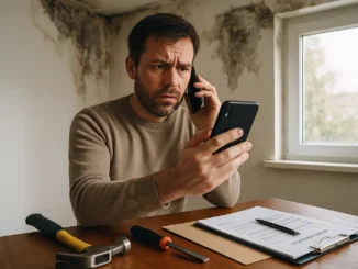 Homeowner filing a homeowners insurance claim after storm damage